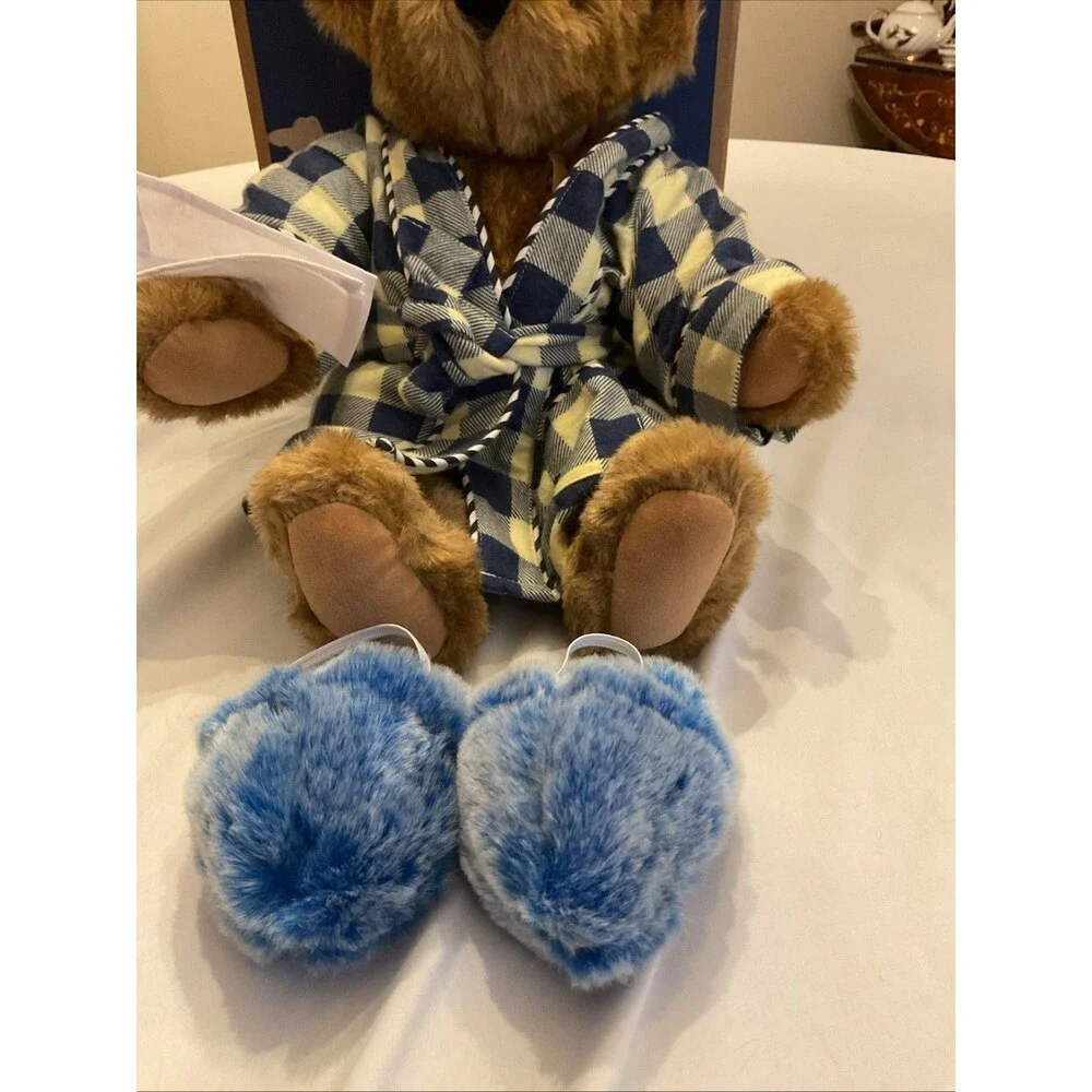 Vintage Vermont Teddy Bear Feel Better Bear  Articulated NIB W/Robe And Slippers